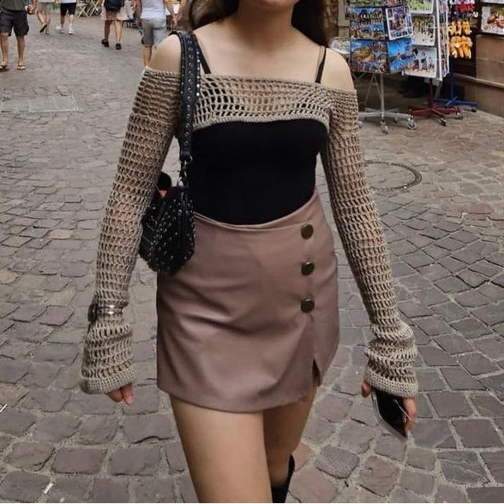 Faux leather skort